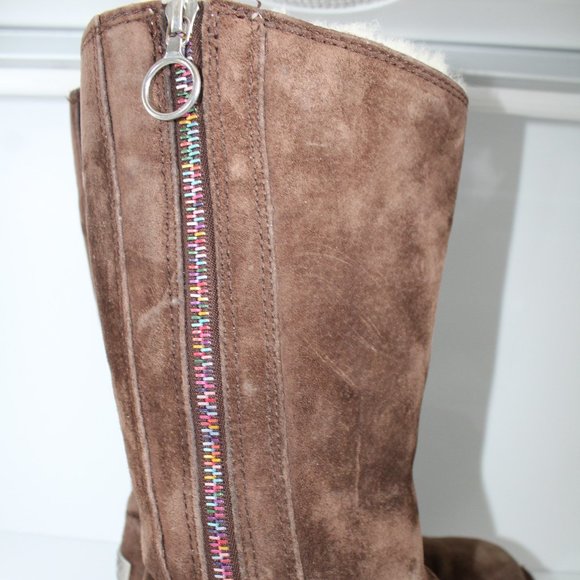 UGG Boots Big Kids Tall Brown Hayden Sheepskin Lining Rainbow Zipper ~5~ 5654 - Picture 3 of 15